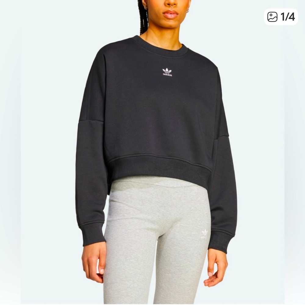 Adidas originals essential crew sweatshirt black NWOT !